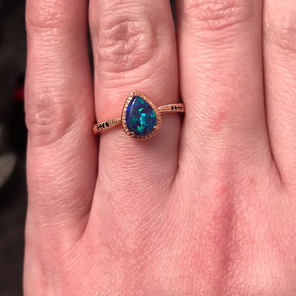 Fragrant Jewels Blue Opal Lovely Ring - Size 8 - Picture 4 of 10